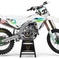 Kawasaki Dirt Bike Graphics Kit Glitch Green Blue