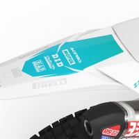 Kawasaki Dirt Bike Graphics Kit Glitch Green Blue Rear