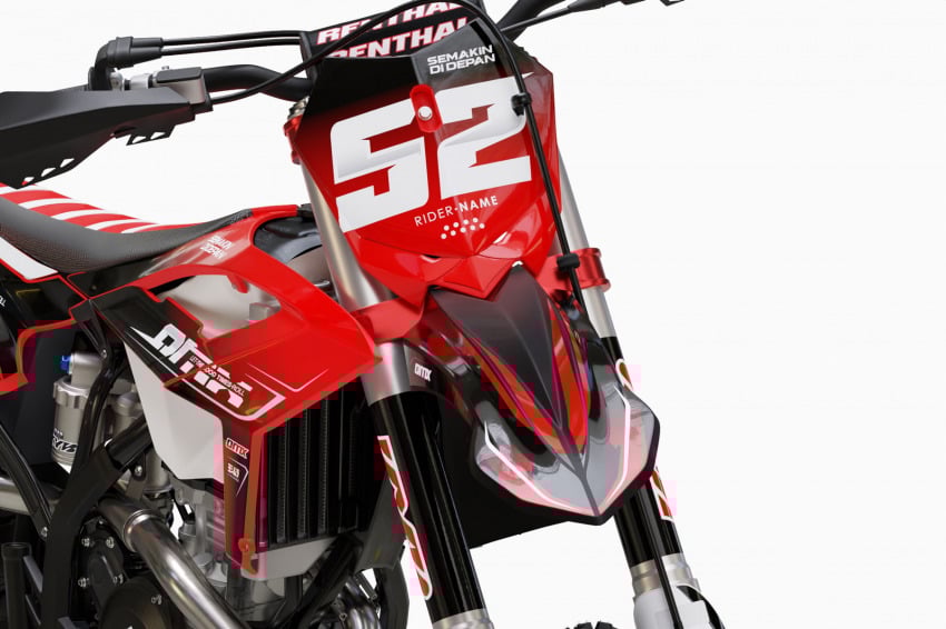Red Dirt Bike Graphics for Beta Ominous Front