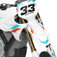 Stark Varg Dirt Bike Graphics Kit Glitch Blue Orange Front