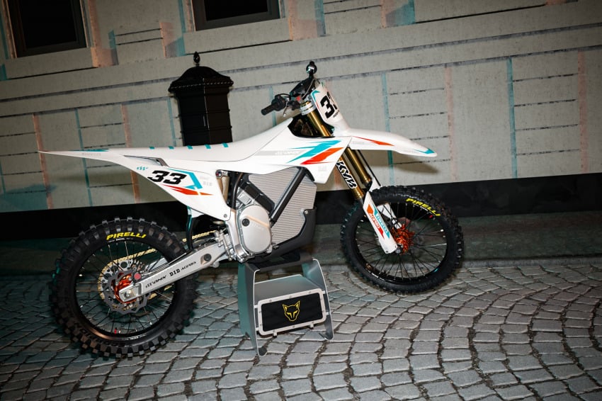 Stark Varg Dirt Bike Graphics Kit Glitch Blue Orange Promo