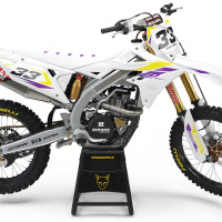 Suzuki Dirt Bike Graphics Kit Glitch Yellow Purple
