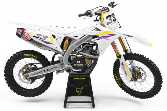 Suzuki Dirt Bike Graphics Kit Glitch Yellow Purple