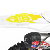 Suzuki Dirt Bike Graphics Kit Glitch Yellow Purple Rear