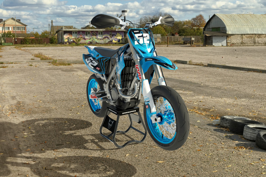 TM Racing Dirt Bike Graphics Kit Ominous Blue Promo