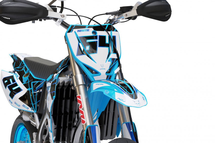 TM Racing Dirt Bike Graphics Kit Rhyme Blue Front