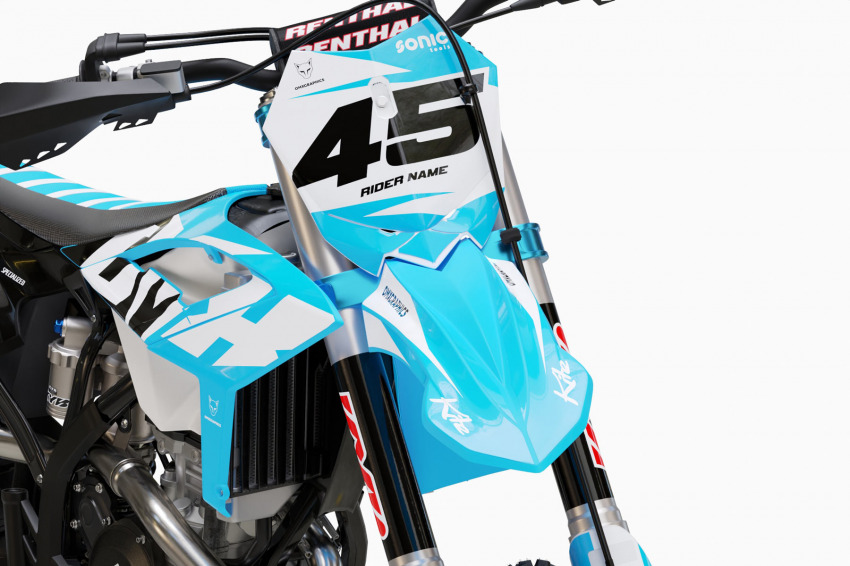 Teal Dirt Bike Graphics for Beta Local Front