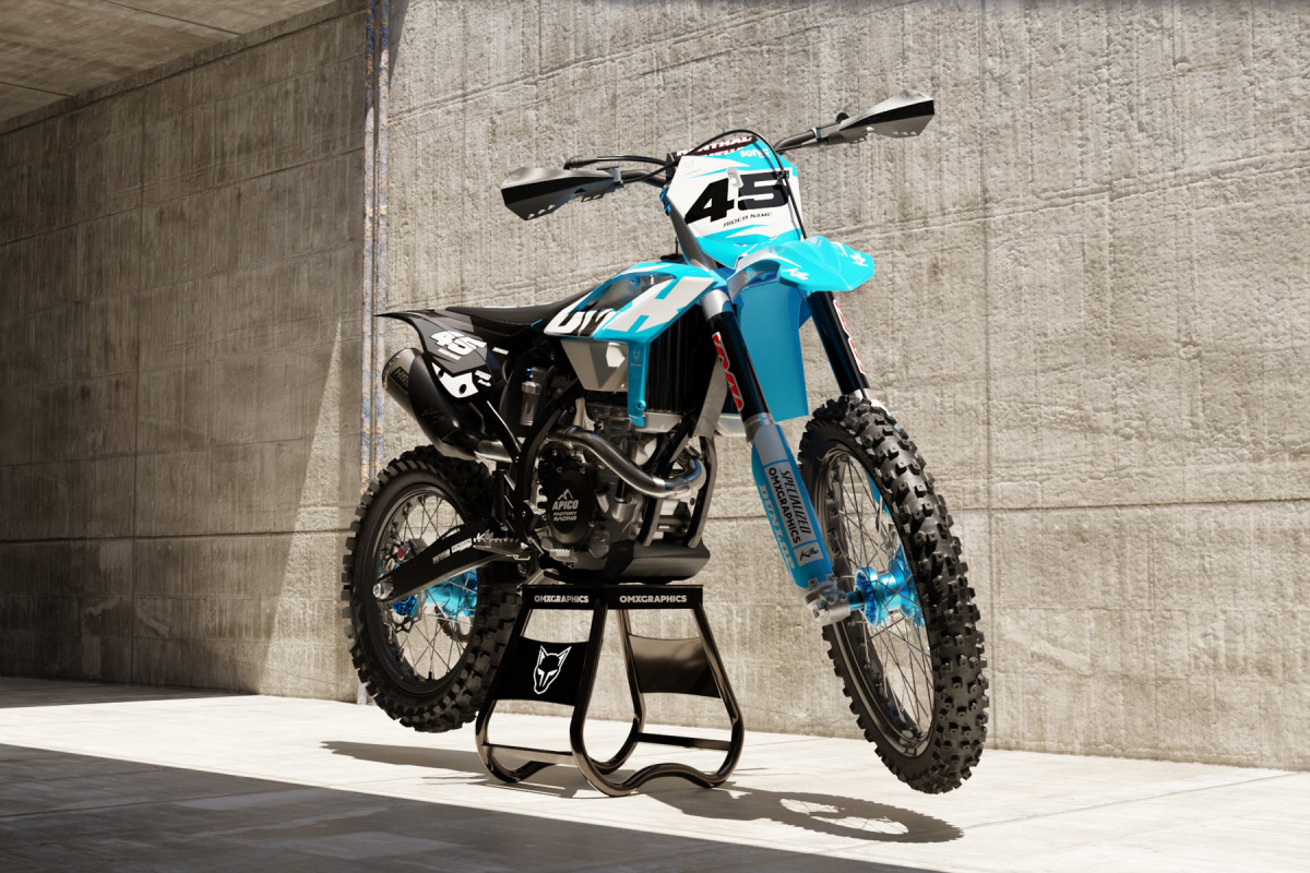 Teal Dirt Bike Graphics for Beta Local Promo