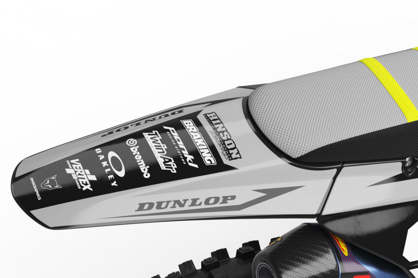 Triumph Dirt Bike Graphics Kit Core Black and Yellow Rear