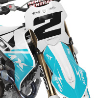 Triumph Dirt Bike Graphics Kit Corsa White and Blue Front