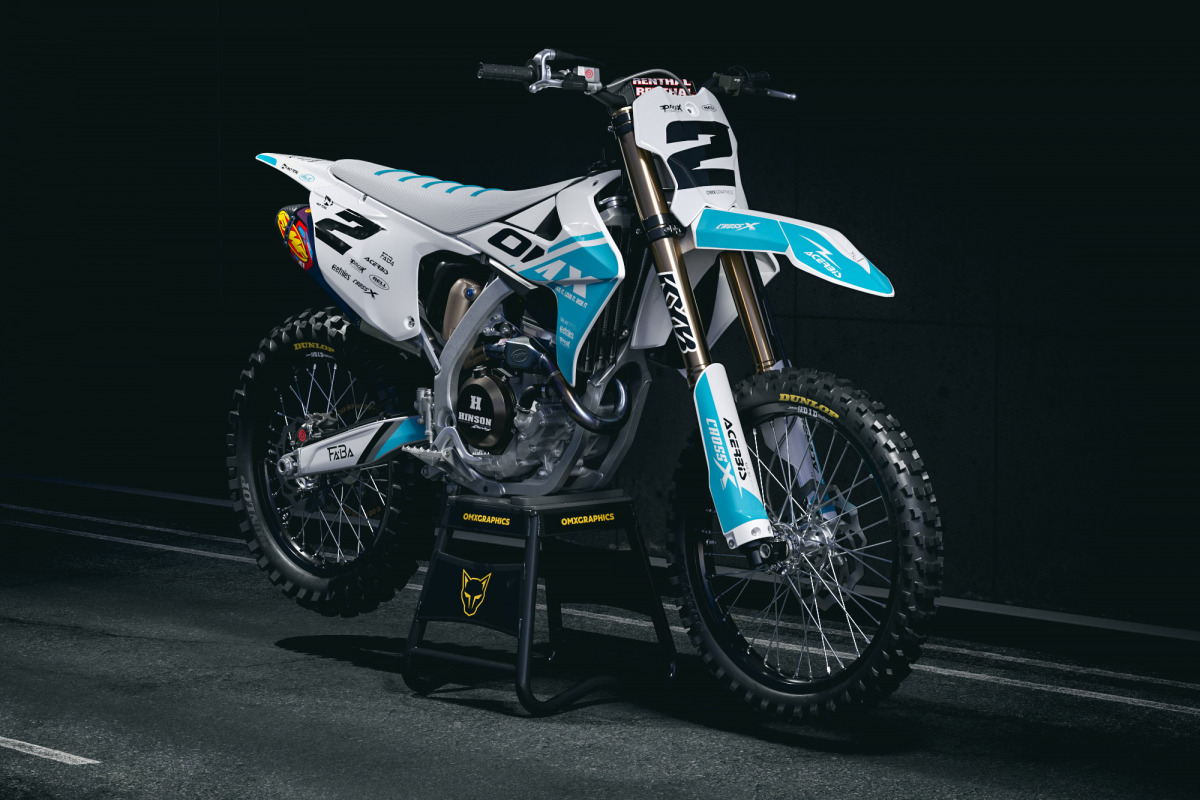 Triumph Dirt Bike Graphics Kit Corsa White and Blue Promo