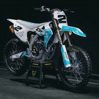 Triumph Dirt Bike Graphics Kit Corsa White and Blue Promo