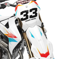 Triumph Dirt Bike Graphics Kit Glitch Orange Teal Front