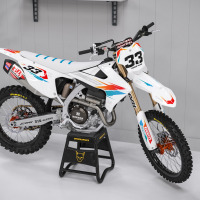 Triumph Dirt Bike Graphics Kit Glitch Orange Teal Promo