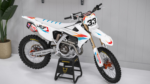 Triumph Dirt Bike Graphics Kit Glitch Orange Teal Promo