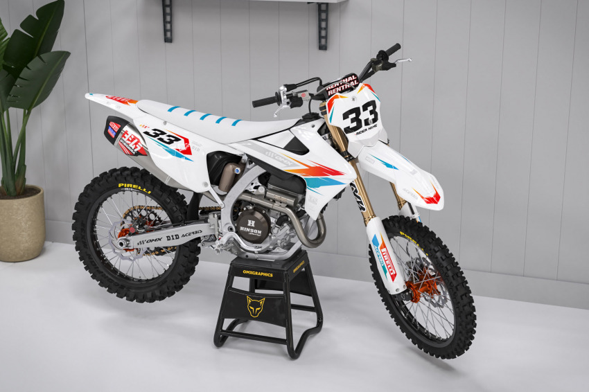 Triumph Dirt Bike Graphics Kit Glitch Orange Teal Promo