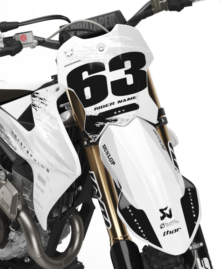 Triumph Dirt Bike Graphics Kit Hangout Black and White Front