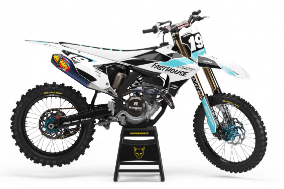 Triumph Dirt Bike Graphics Kit Phantom White and Blue