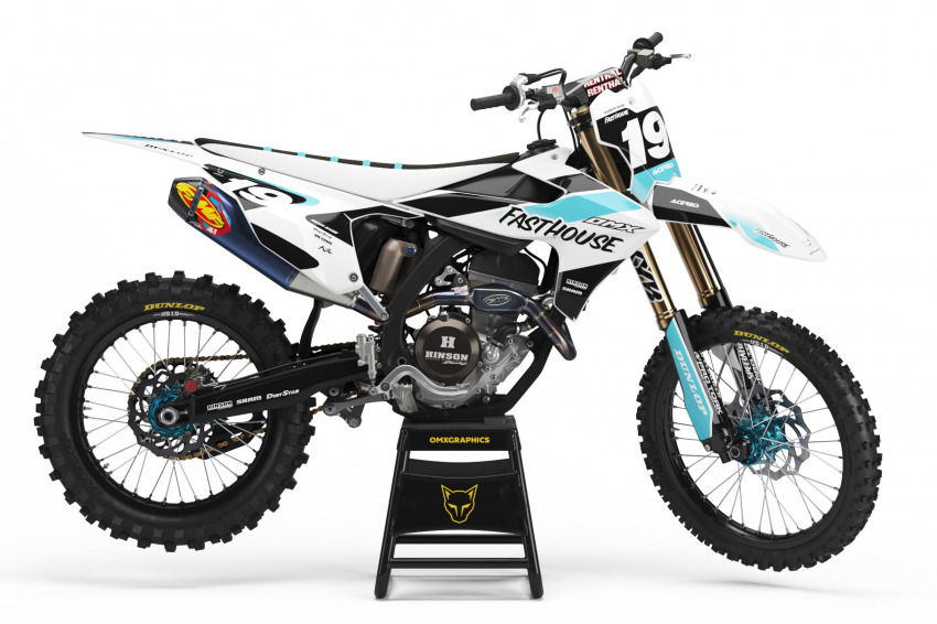 Triumph Dirt Bike Graphics Kit Phantom White and Blue