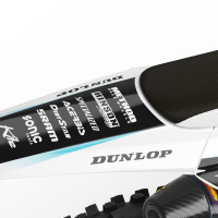Triumph Dirt Bike Graphics Kit Phantom White and Blue Rear