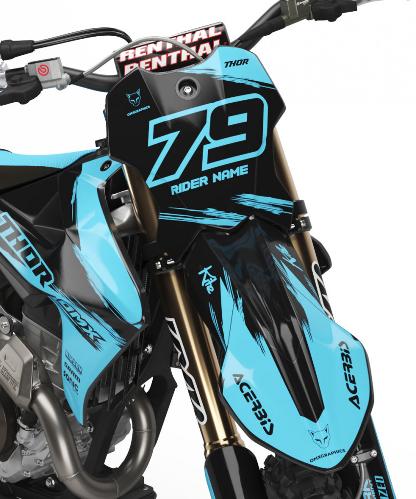 Triumph Dirt Bike Graphics Kit Punch Blue Front