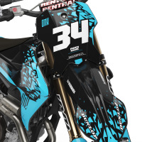 Triumph Dirt Bike Graphics Kit Smash Black and Blue Front