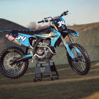 Triumph Dirt Bike Graphics Kit Smash Black and Blue Promo