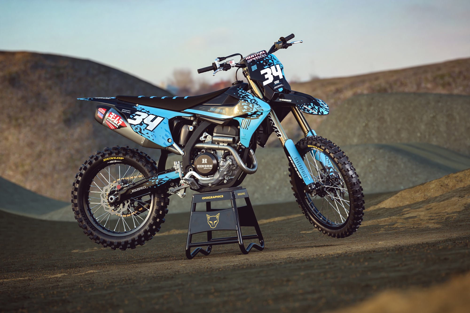 Triumph Dirt Bike Graphics Kit Smash Black and Blue Promo