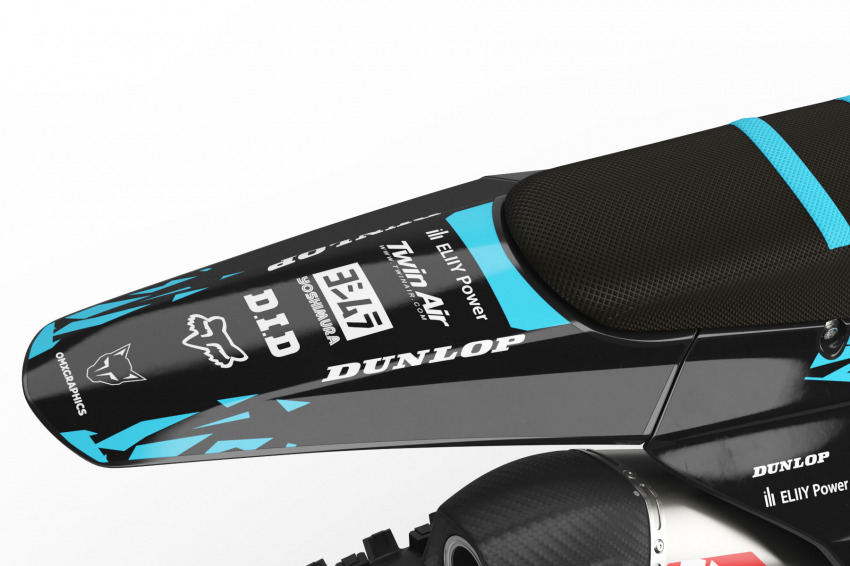 Triumph Dirt Bike Graphics Kit Smash Black and Blue Rear