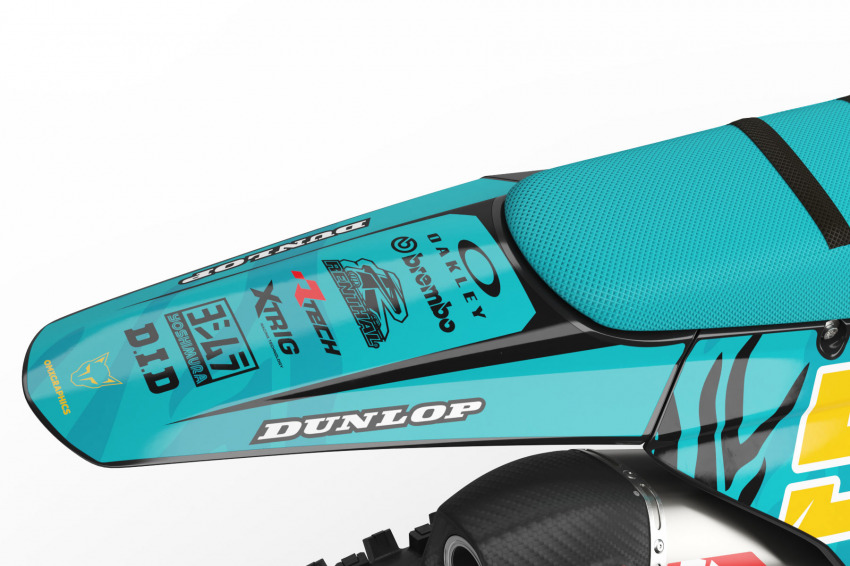 Triumph Dirt Bike Graphics Kit Wild Black and Blue Rear