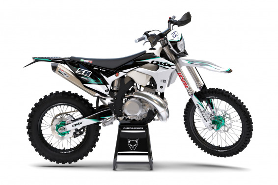 White Custom Dirt BIke Graphics Kit for Sherco Enigma