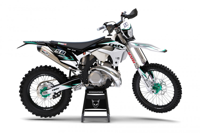 White Custom Dirt BIke Graphics Kit for Sherco Enigma