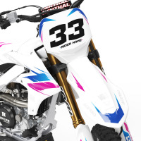 Yamaha Dirt Bike Graphics Kit Glitch Blue Pink Front