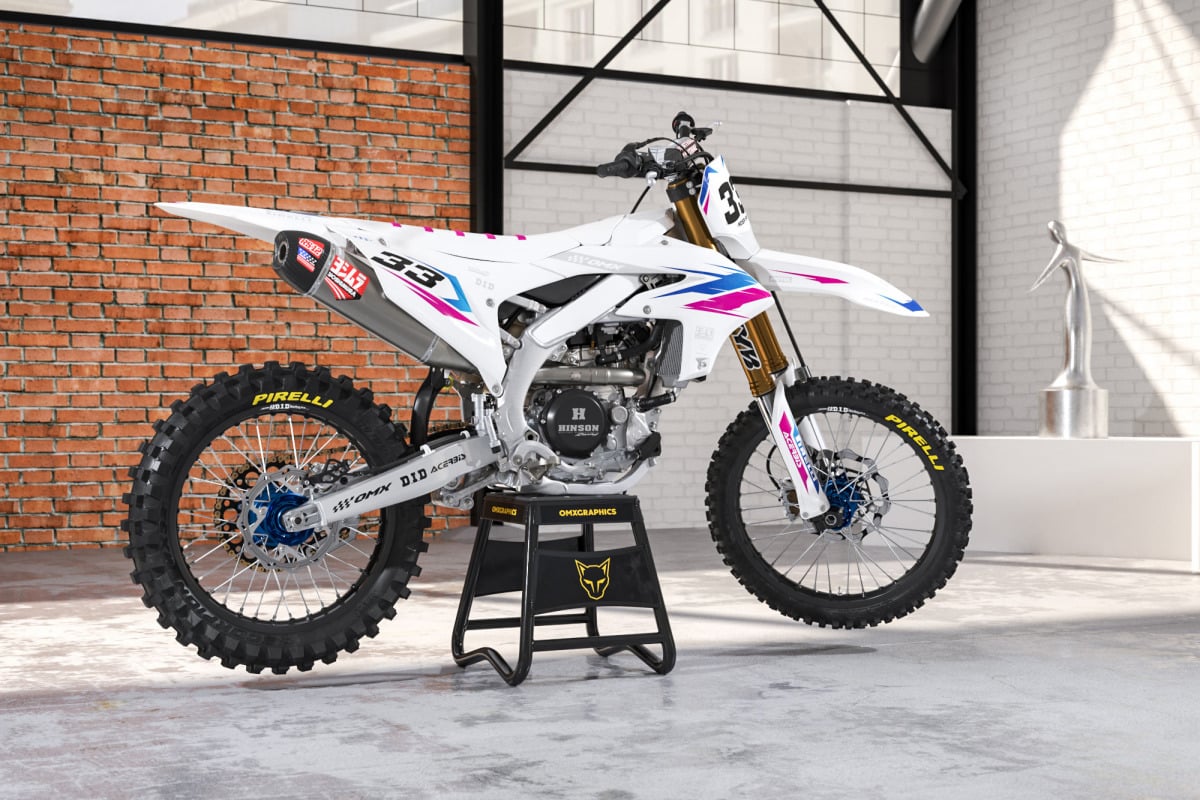 Yamaha Dirt Bike Graphics Kit Glitch Blue Pink Promo