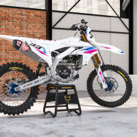 Yamaha Dirt Bike Graphics Kit Glitch Blue Pink Promo