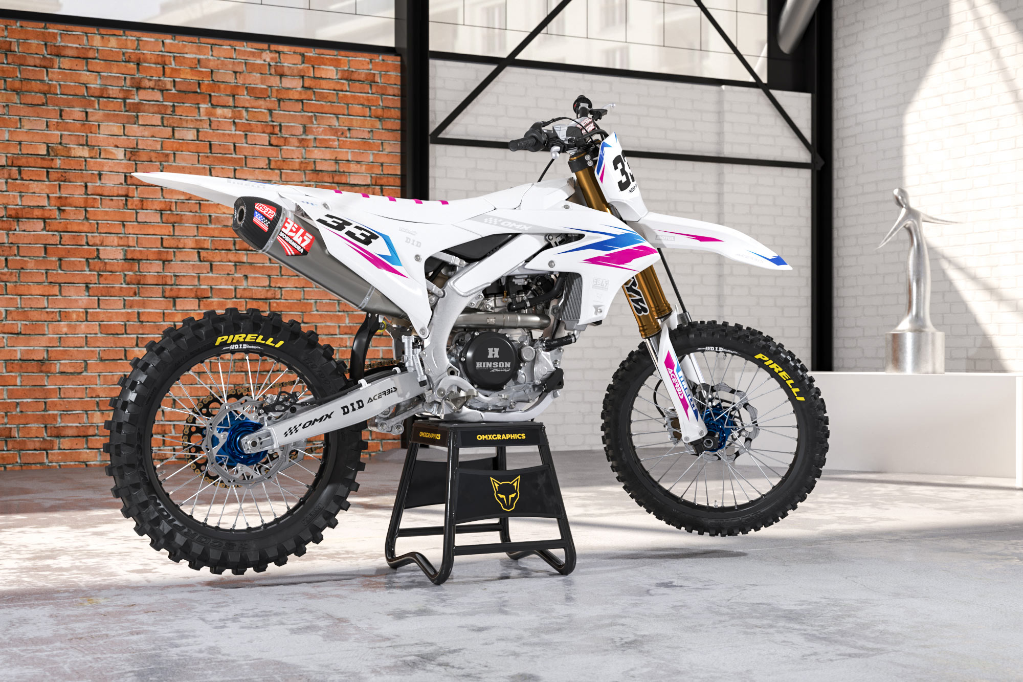 Yamaha Dirt Bike Graphics Kit Glitch Blue Pink Promo