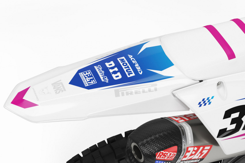 Yamaha Dirt Bike Graphics Kit Glitch Blue Pink Rear