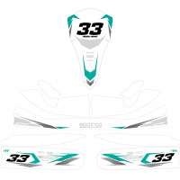 Custom Go Kart Graphics Kit Glitch White Blue Layout