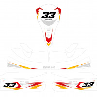 Custom Go Kart Graphics Kit Glitch White Red Layout
