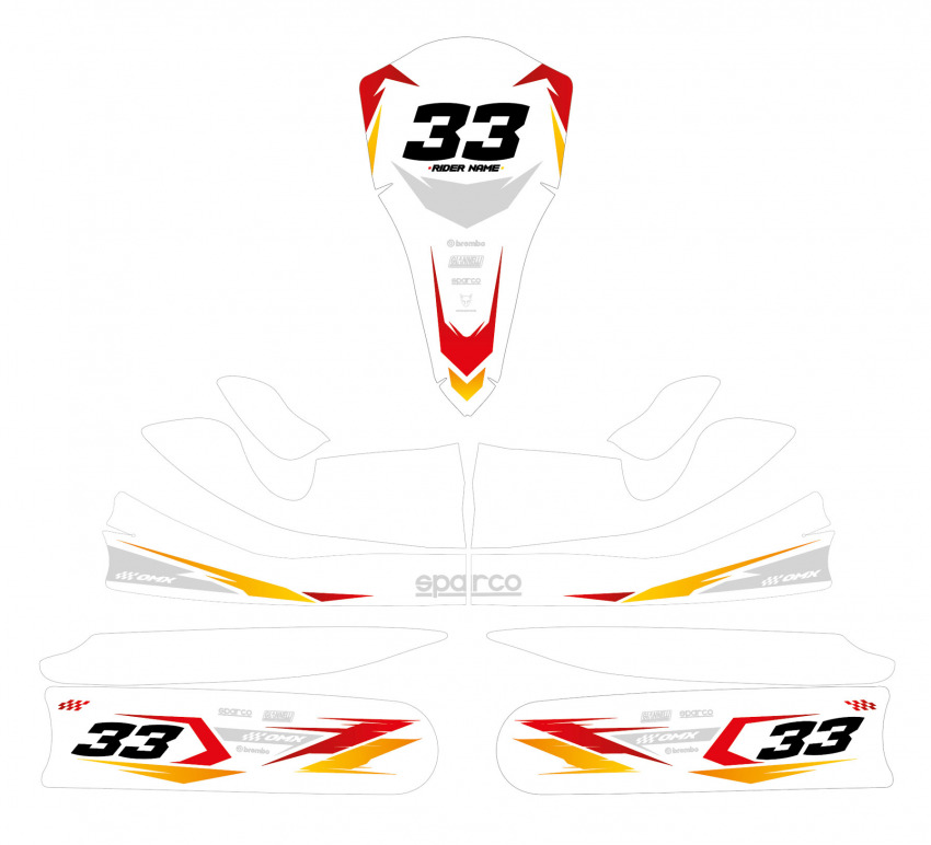 Custom Go Kart Graphics Kit Glitch White Red Layout