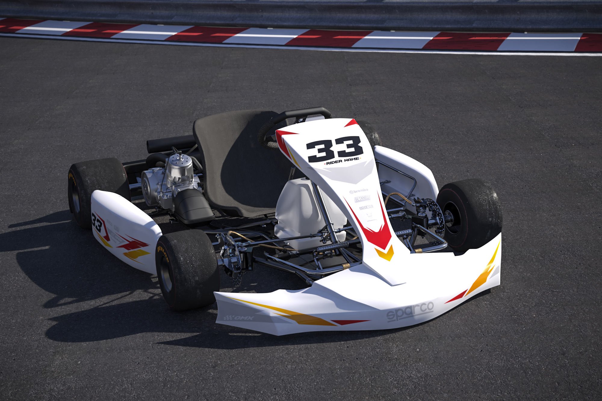 Custom Go Kart Graphics Kit Glitch White Red Promo