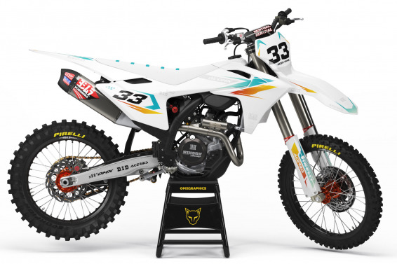 GasGas Dirt Bike Graphics Kit Glitch Orange Teal