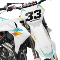GasGas Dirt Bike Graphics Kit Glitch Orange Teal Front