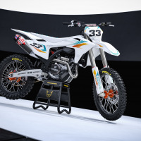 GasGas Dirt Bike Graphics Kit Glitch Orange Teal Promo