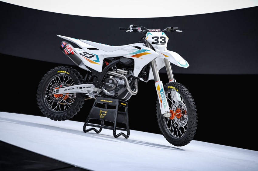 GasGas Dirt Bike Graphics Kit Glitch Orange Teal Promo