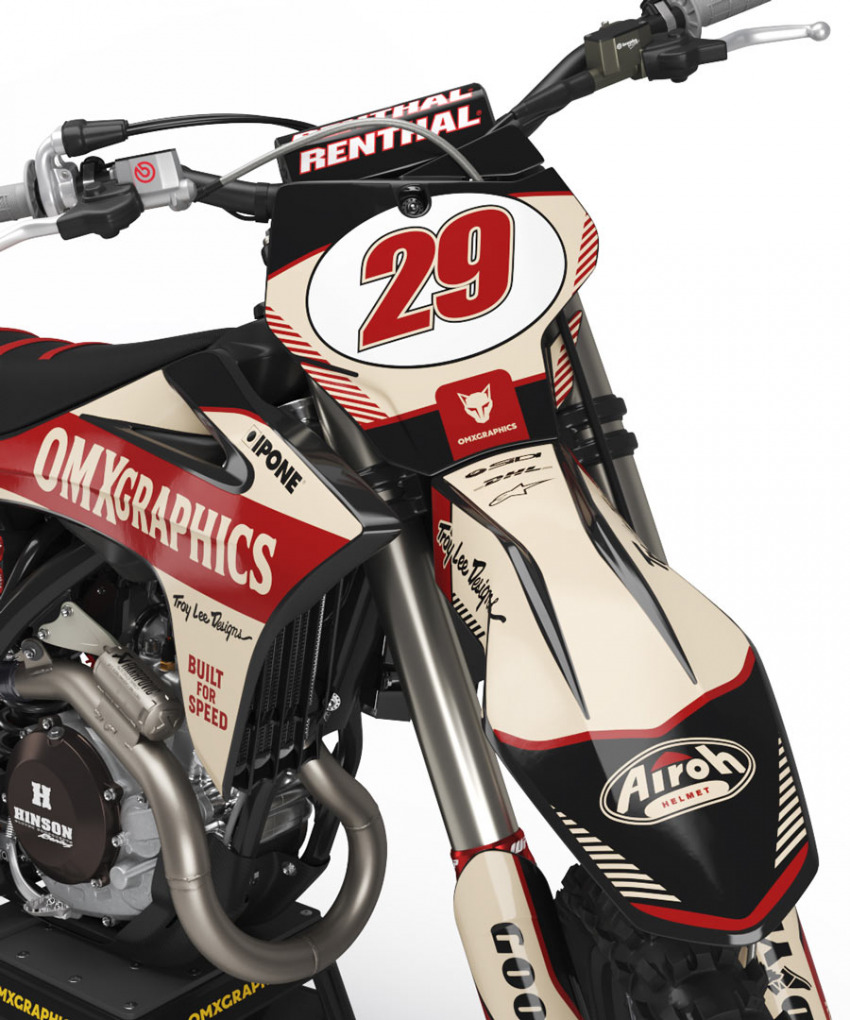 GasGas Retro Dirt Bike Graphics Kit Redline Beige Front