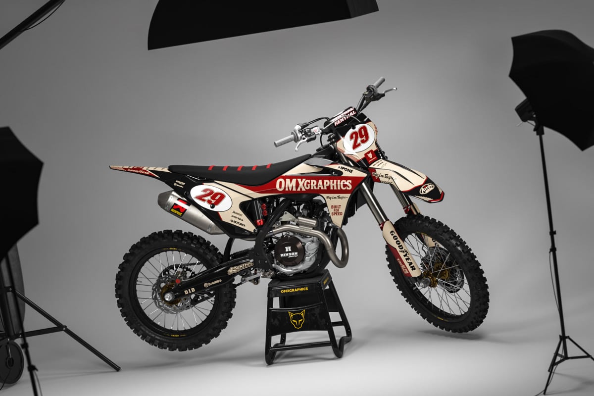 GasGas Retro Dirt Bike Graphics Kit Redline Beige Promo