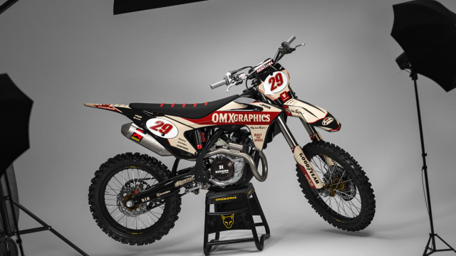 GasGas Retro Dirt Bike Graphics Kit Redline Beige Promo