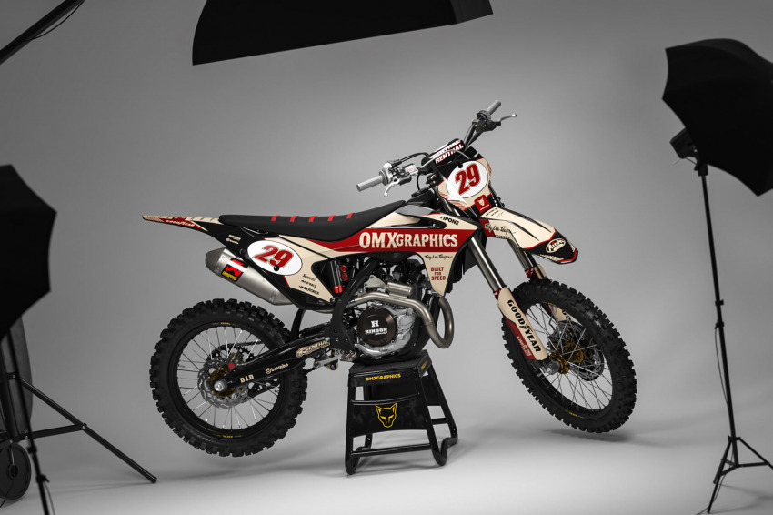 GasGas Retro Dirt Bike Graphics Kit Redline Beige Promo