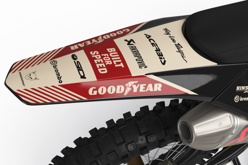 GasGas Retro Dirt Bike Graphics Kit Redline Beige Tail